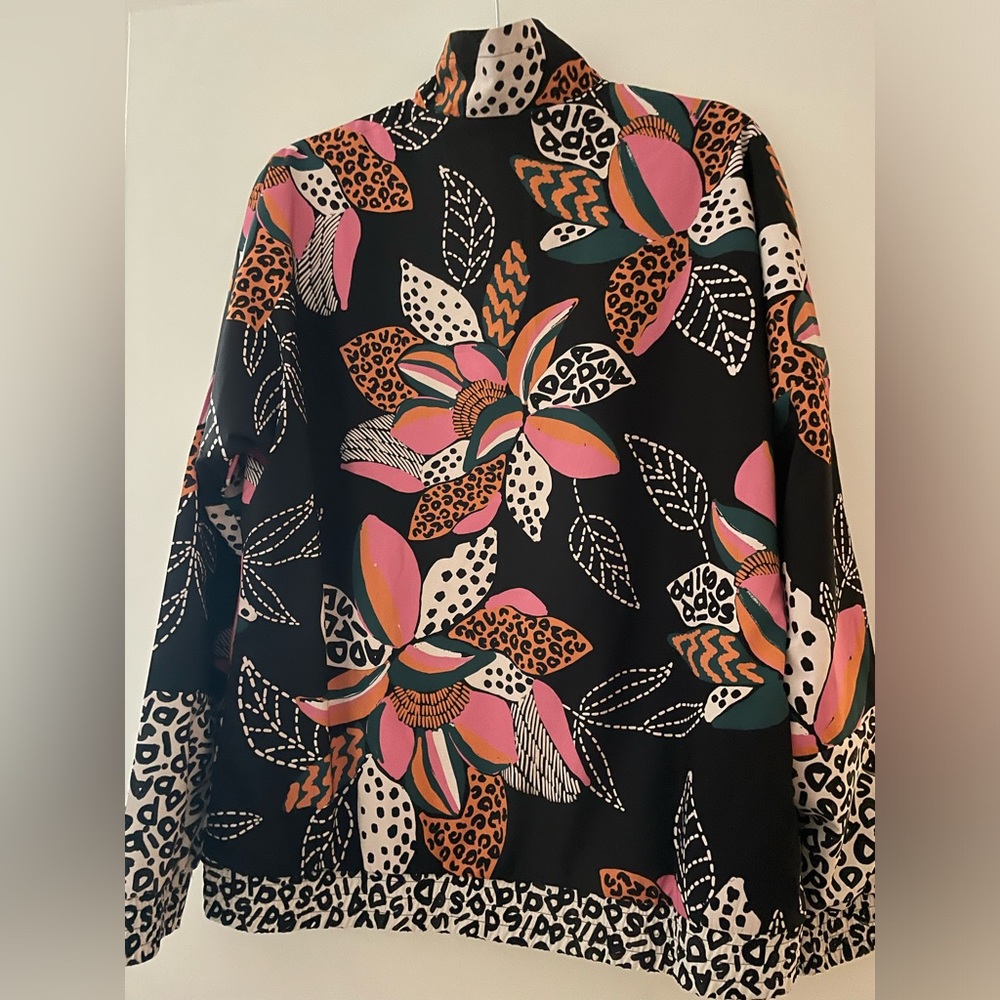 Adidas Women’s Black Floral & Leopard Print Jacket - Picture 2 of 4